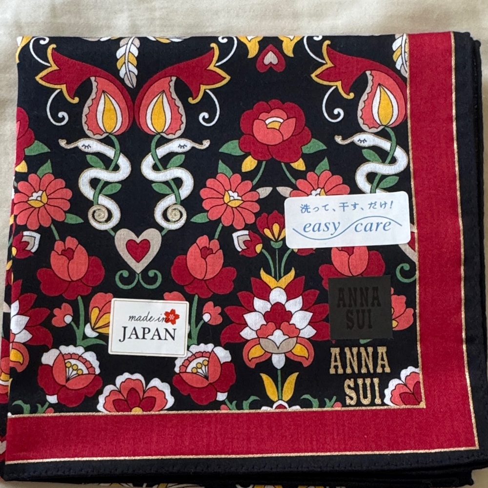 Anna Sui 2025 Japan Exclusive! Red Floral Snake Scarf bandana handkerchief 🎀